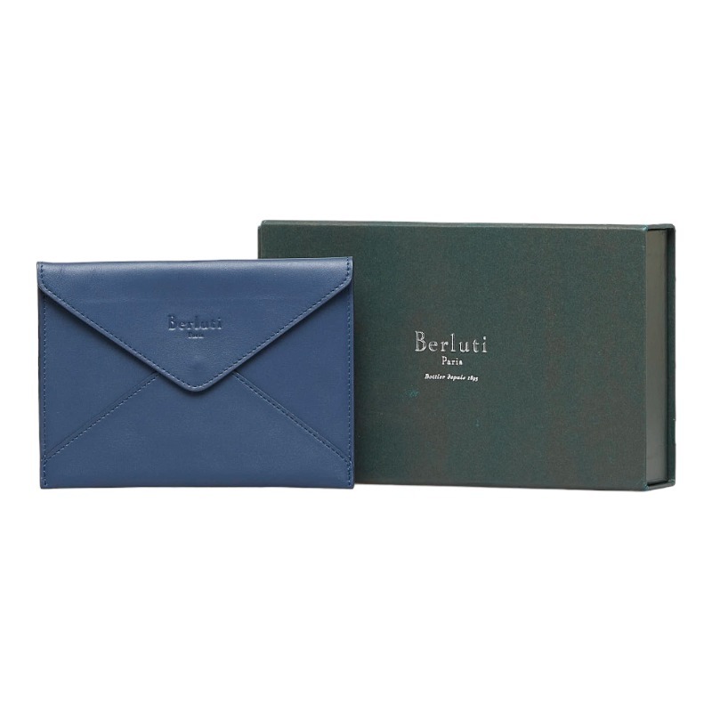 ベルルッティ ポーチ ネイビー レザー レディース Berluti 【中古】_画像8