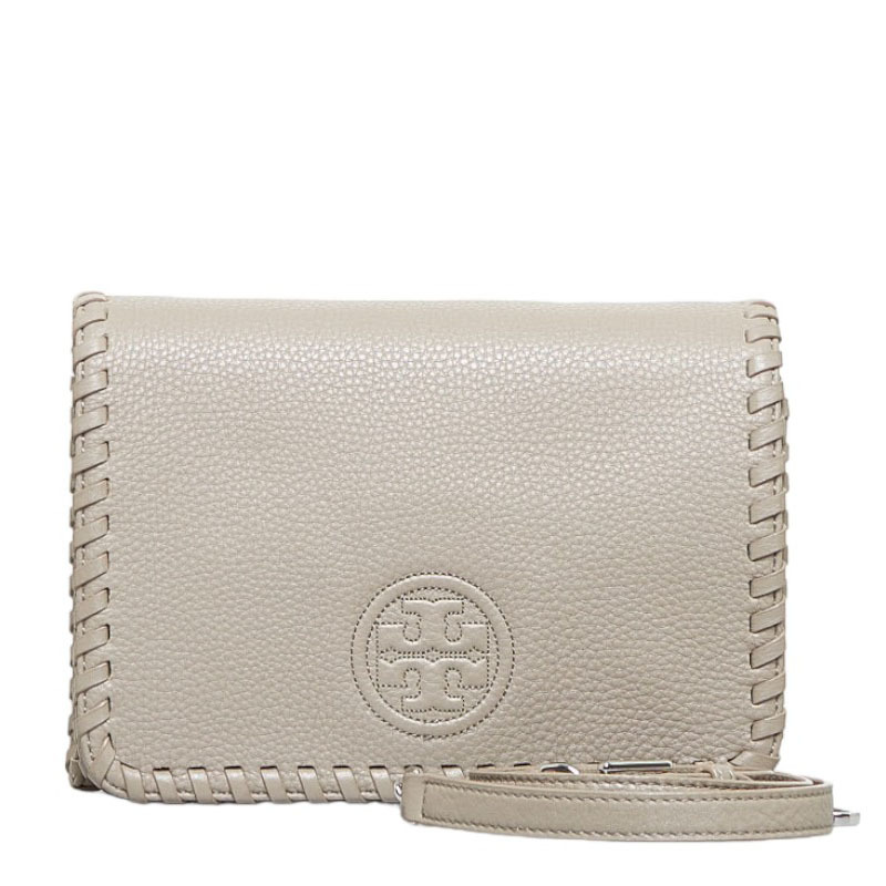 トリーバーチ チェーン 斜め掛け ショルダーバッグ グレー レザー レディース Tory Burch 【中古】_画像1