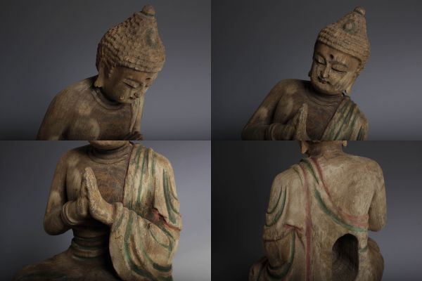 V2113 仏教美術 木彫如来仏 25cm 仏像 佛像 古仏 時代仏_画像7