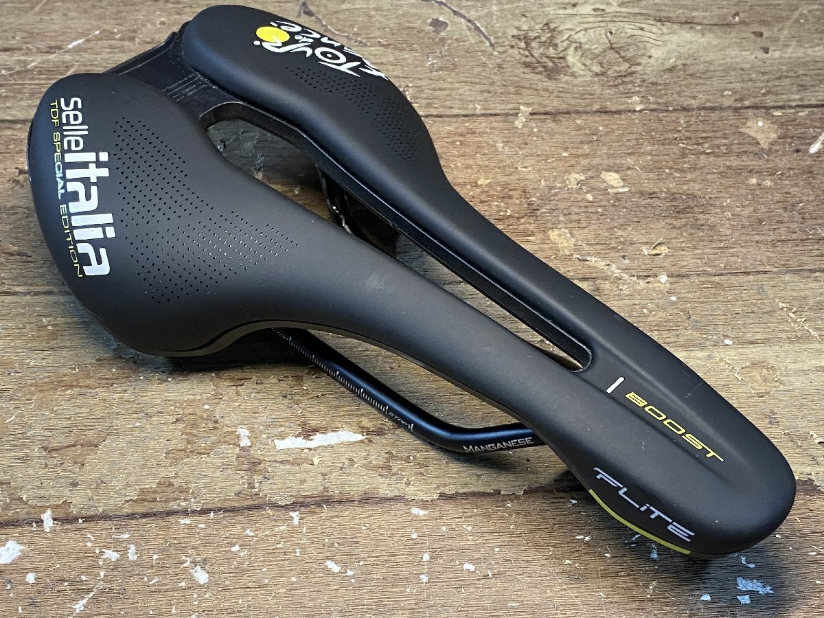 GY702 セライタリア SELLE ITALIA FLITE BOOST TDF SPECIAL EDITION サドル 黒 MANGANESEレール 135mm_画像1