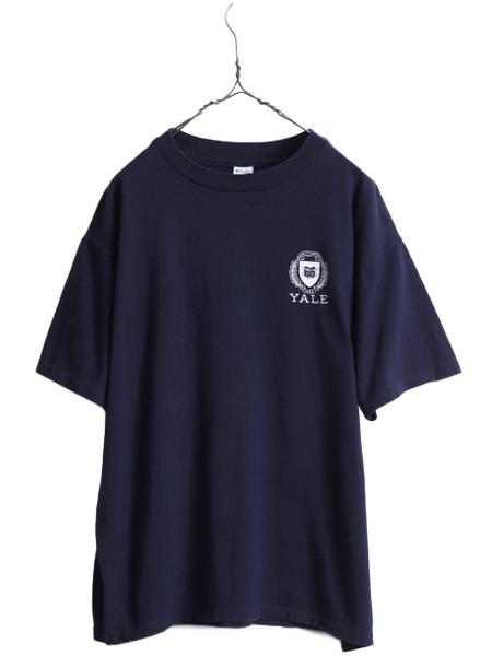 80s USA製 ★ チャンピオン YALE プリント Tシャツ メンズ XL / 80年代 ビンテージ Champion カレッジ トリコタグ 100% コットン ネイビー