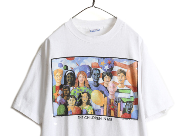 90s USA製 ★ アート イラスト 両面 プリント Tシャツ メンズ XL 90年代 オールド 当時物 グラフィック シングルステッチ ヘビーウェイト_画像2