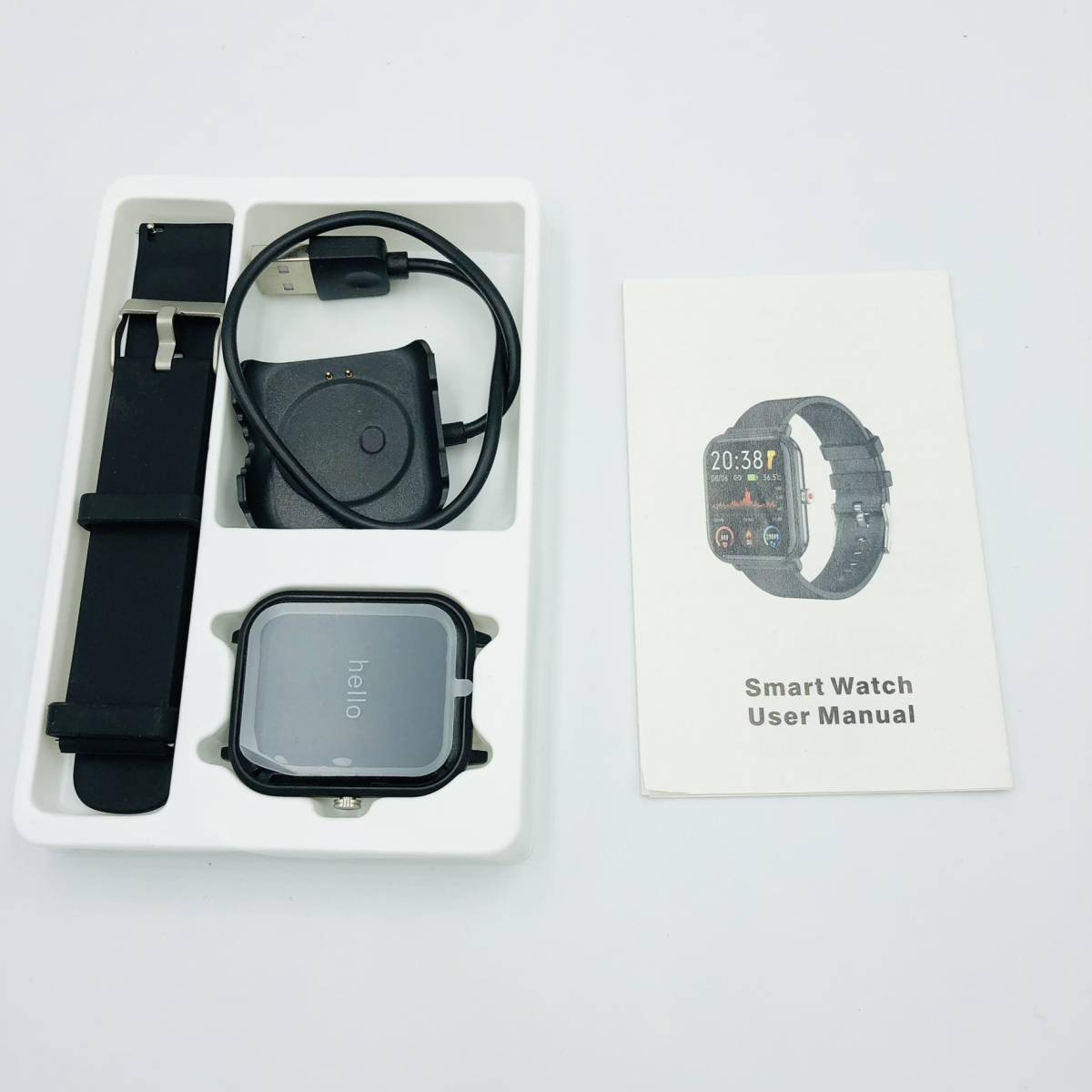 保管品 スマートウォッチ SMART WATCH Glory Fit ブラック 黒 体温 心拍数 血圧 睡眠 天気 情報 スポーツ 時計 アクティビティ 探す 音楽_画像5