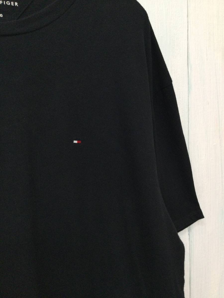 Tommy Hilfiger トミーヒルフィガー コットン半袖Tシャツ Tシャツ 胸ロゴ メンズXXL 大きめ 黒 良品綺麗_画像4