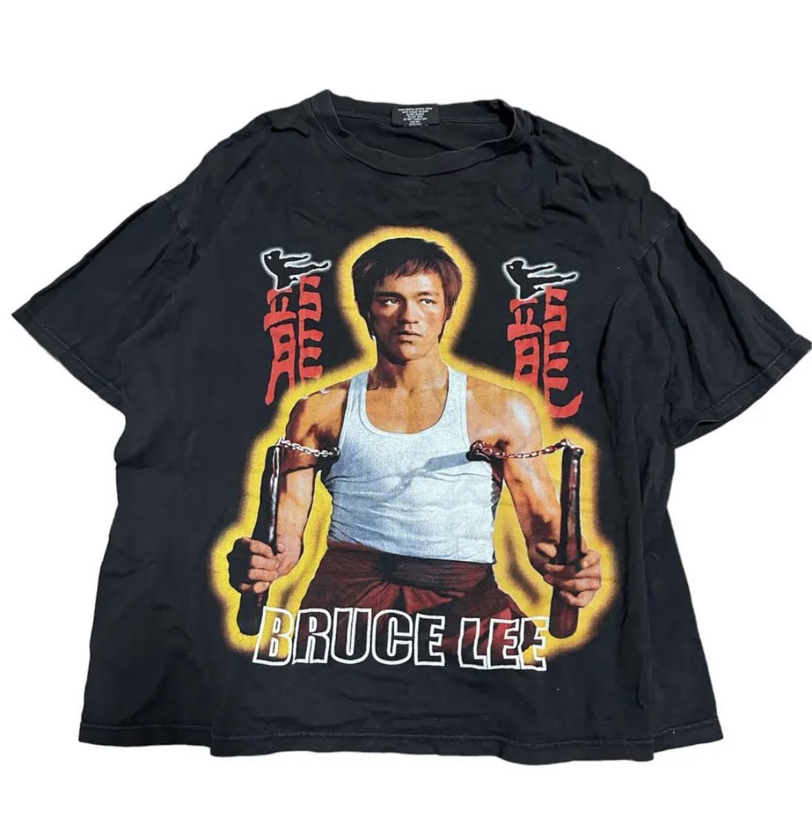 ブルースリー　ビッグプリント　BRUCE LEE プリントTシャツ　黒　90s RAP Tee ラップTee 2XL_画像1