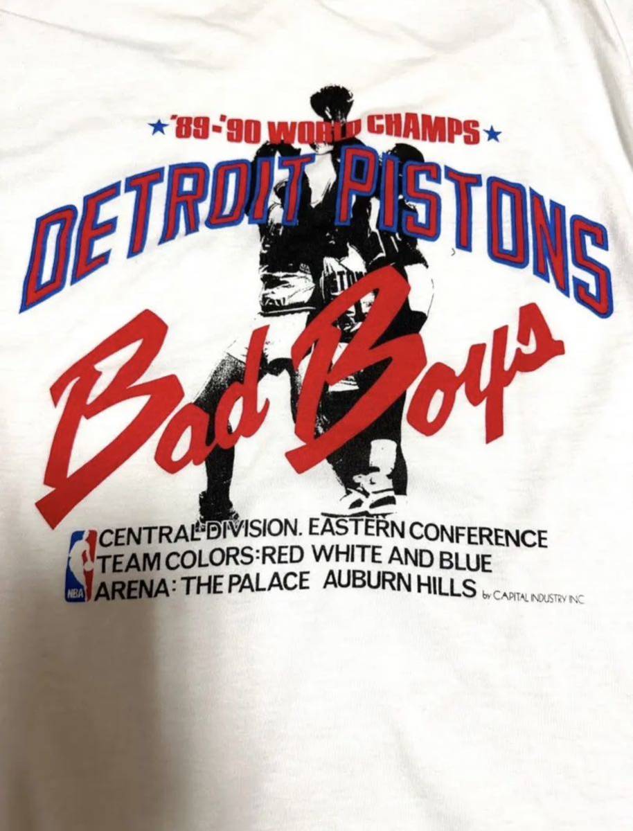 激レアNBAオフィシャル　ピストンズ　89-90s BAD BOYS Tシャツ　日本製　半袖Tシャツ_画像2