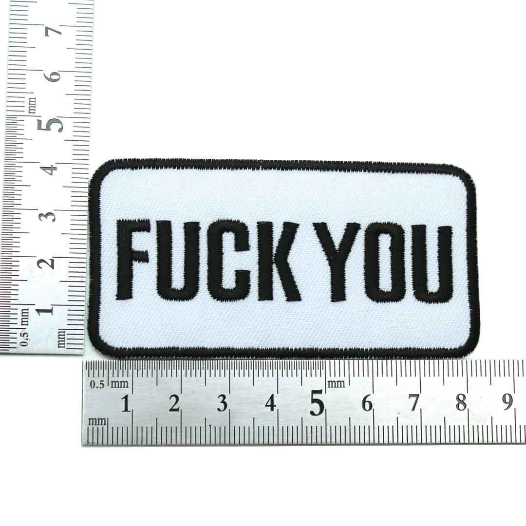 アイロンワッペン FUCK YOU メッセージ ホワイトワッペン 簡単貼り付け アップリケ 刺繍 裁縫_画像2