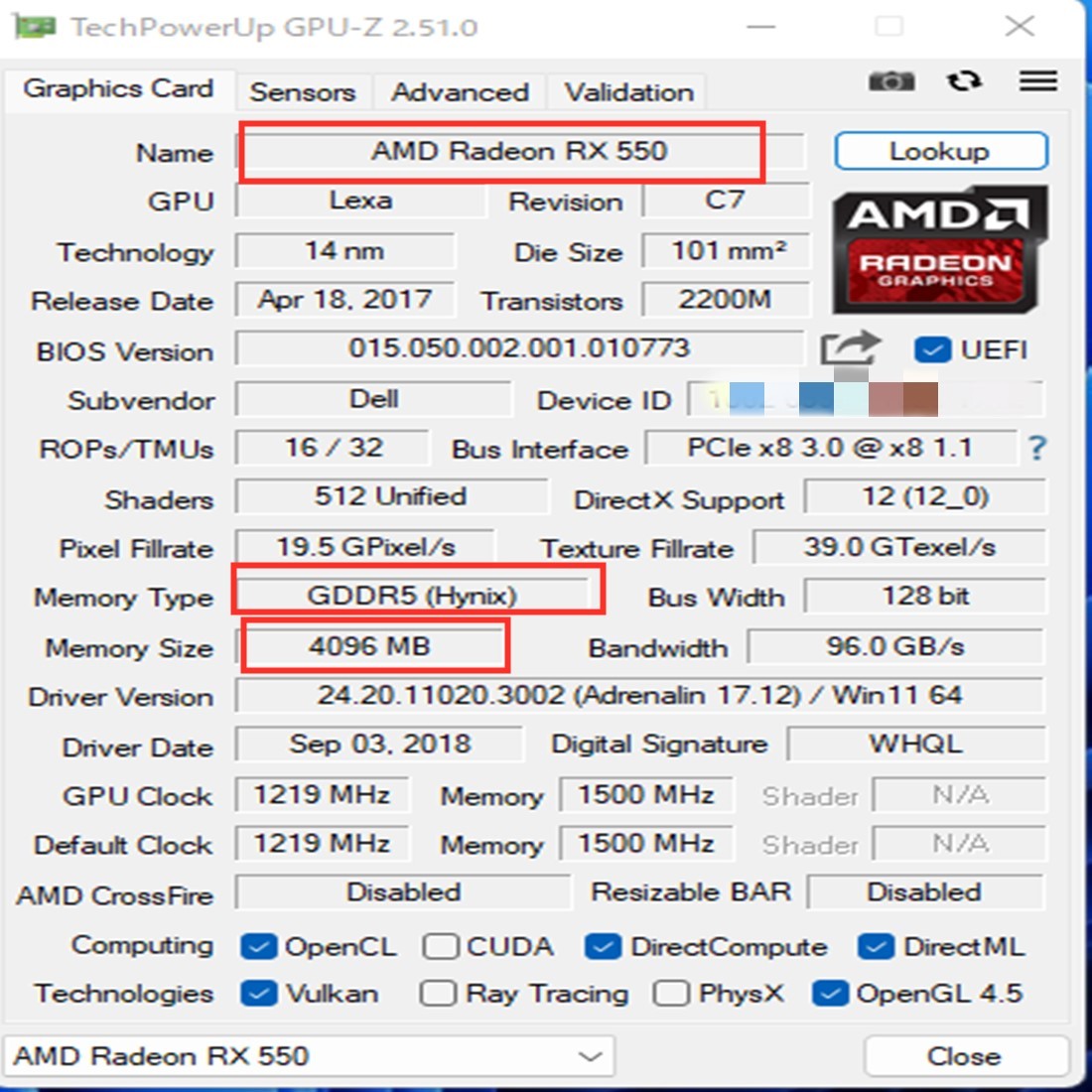 【 подержанный товар 】AMD  графика  доска   Radeon RX 550 4GB Displayport x1  mini  Displayport x2　 подержанный товар  проверено на работоспособность 　 стоимость доставки включена 