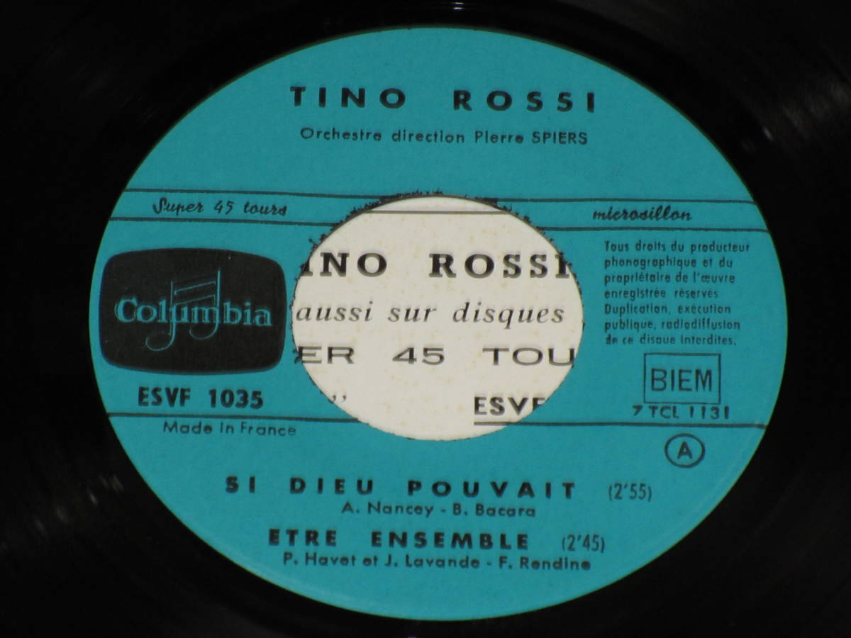 ◆仏盤　ティノ・ロッシ　TINO ROSSI　SERENADE A BARI/SI DIEU POUVAIT　EP盤　フランス・オリジナル盤_画像5