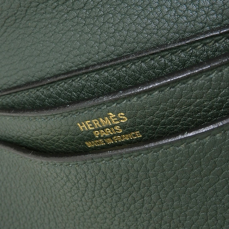 エルメス HERMES サックアデペッシュ38 ビジネスバッグ トゴ グリーン □E刻印 2001年 中古 新入荷 HE0845_画像7