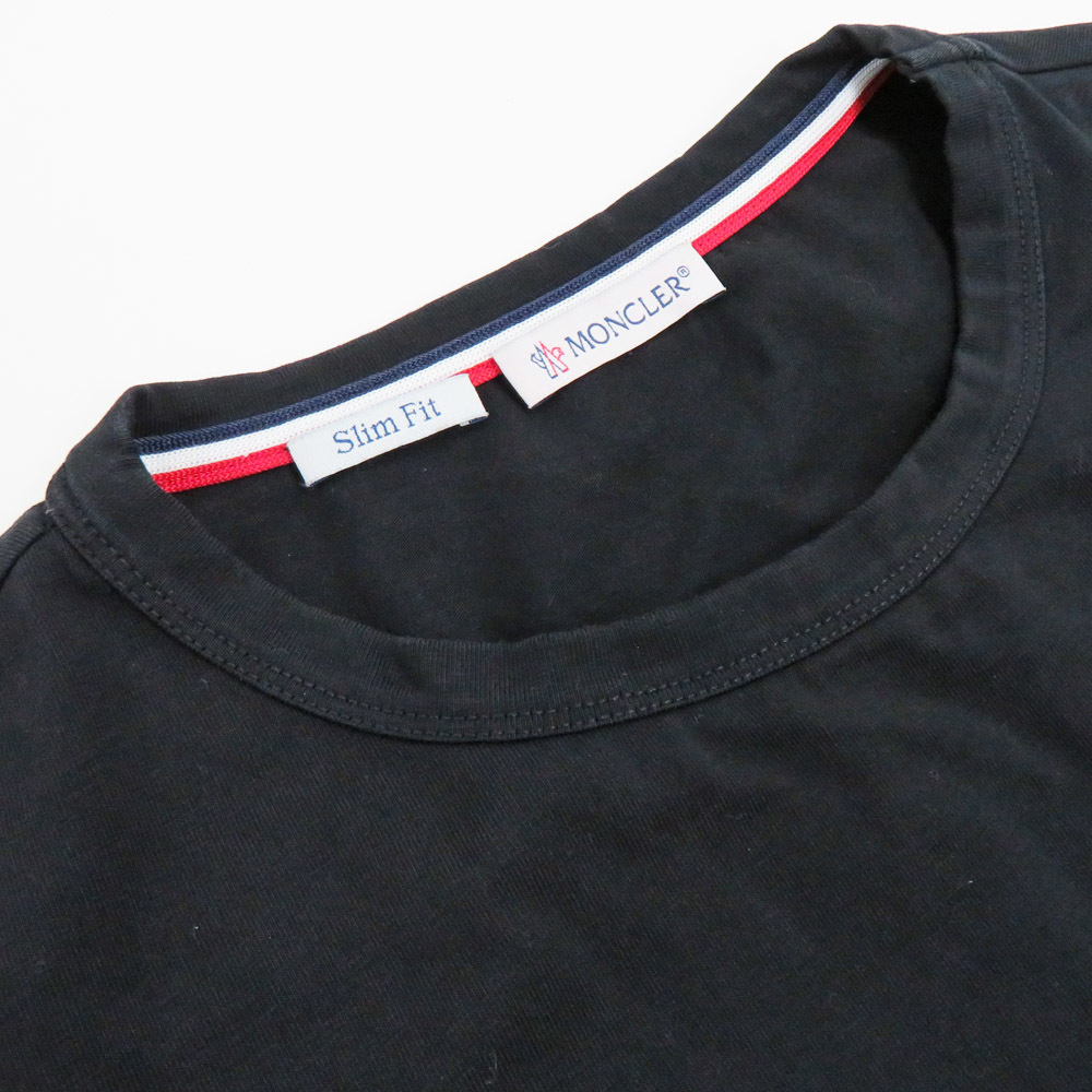 【名古屋】モンクレール MAGLIA 半袖 Tシャツ G10918C71600 ワッペン ロゴ トリコロール ブラック M 黒 メンズ メンズ_画像3