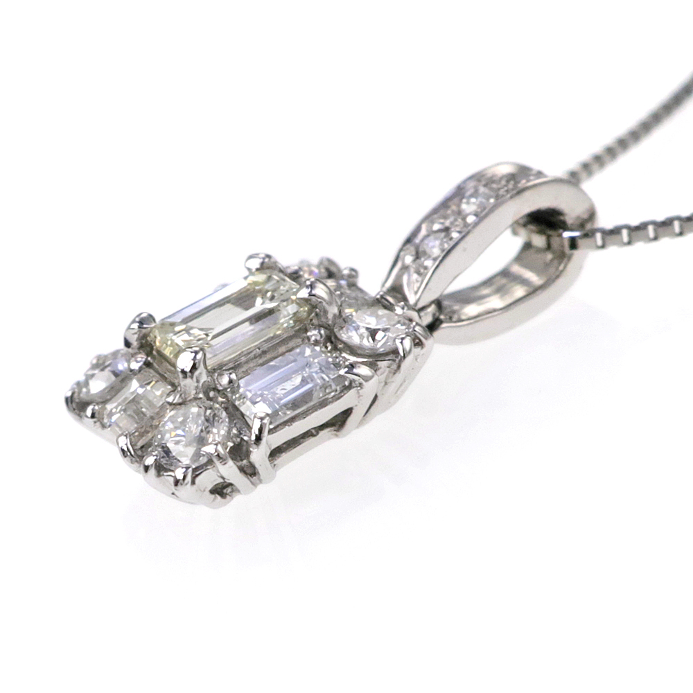 【名東】ネックレス Pt900/Pt850 プラチナ ダイヤ 0.348ct 0.61ct 46cm ジュエリー 高級 仕上げ済_画像4