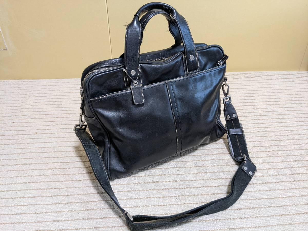 正式的 コーチCOACH 本革ビジネスカバン 黒 正規品 ブリーフケース