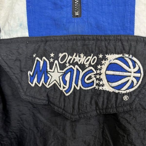 90sヴィンテージ古着NBAマジック 刺繍ロゴ中綿プルオーバーナイロン