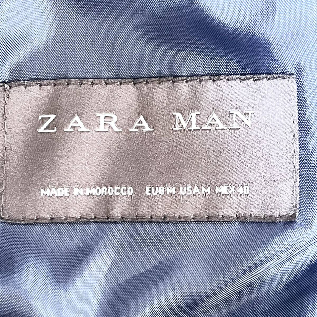 ★ ZARA MAN ザラ マン ★ きれいめ 大人 通勤 通学 ロング コート スタンドカラー リブ襟 脱着可 スリット ネイビー メンズ M /HH5669_画像9