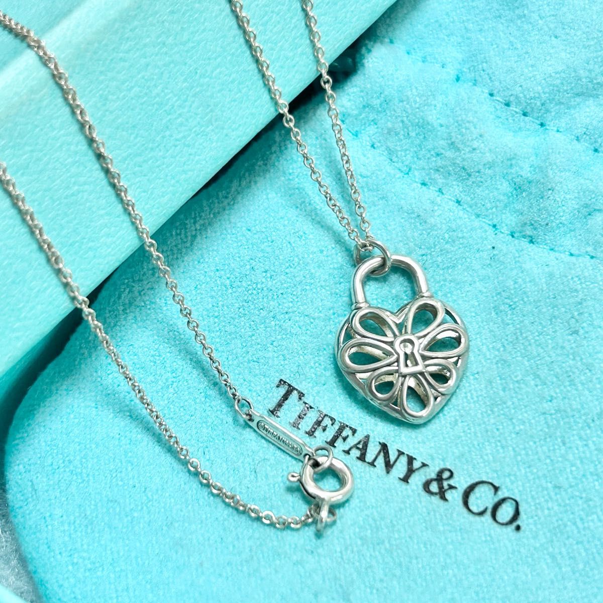 TIFFANY&Co ティファニー フィリグリー ハート ネックレス ペンダント Tiffany 鍵 キー シルバー 美品