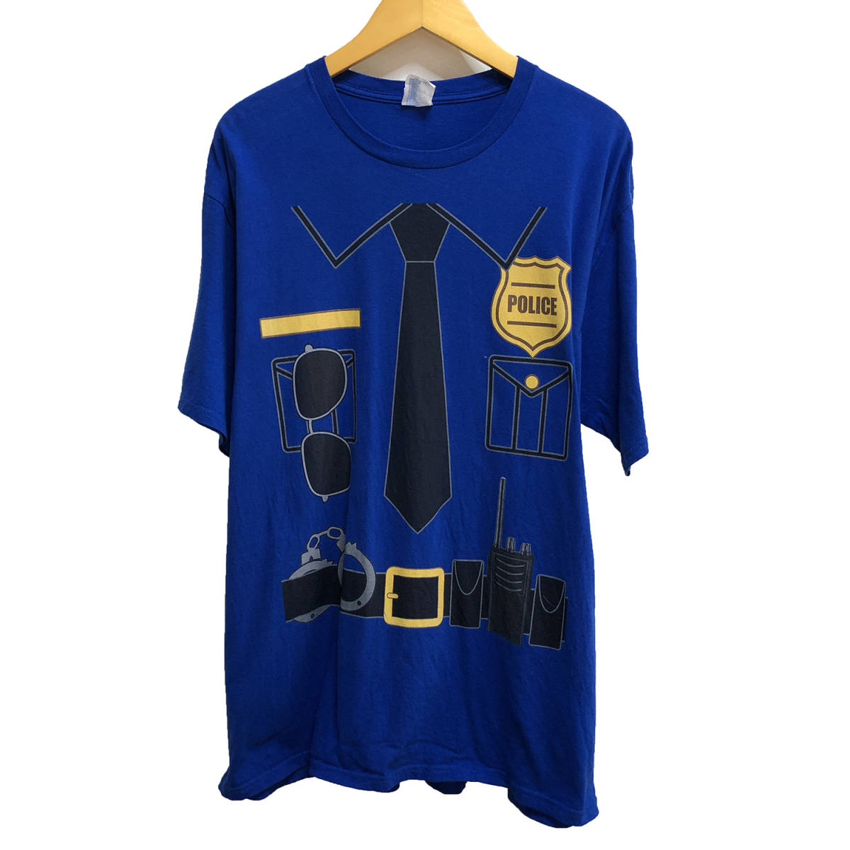 USA 古着 半袖 Tシャツ PORT&COMPANY ブルー青 メンズXLサイズ POLICE 制服 プリントTシャツ 古着卸 激安 BA1093_画像1