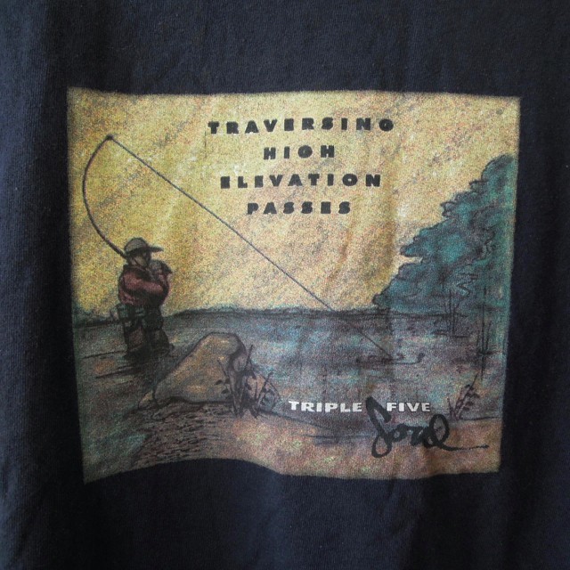 TRIPLE FIVE SOUL トリプルファイブソウル　フィッシングプリント Tシャツ ニューヨーク製 濃紺 L (t-24)_画像1
