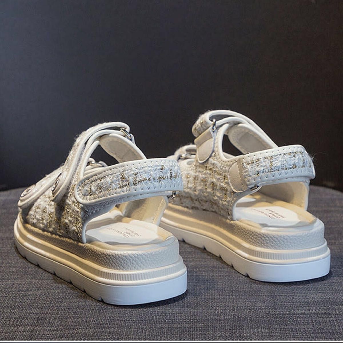 【国内発送☆25B新作】CHANEL 厚底スポーティサンダル CHANEL 風 マーク サンダル スポーツサンダル 大きいサイズ 25cm
