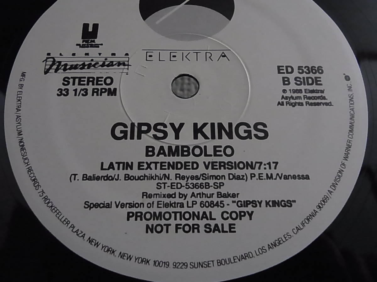 US-Promo12' Gipsy Kings/Bamboleo *Remixed by Arthur Baker　　*ジャケ左上カットアウト有_画像4