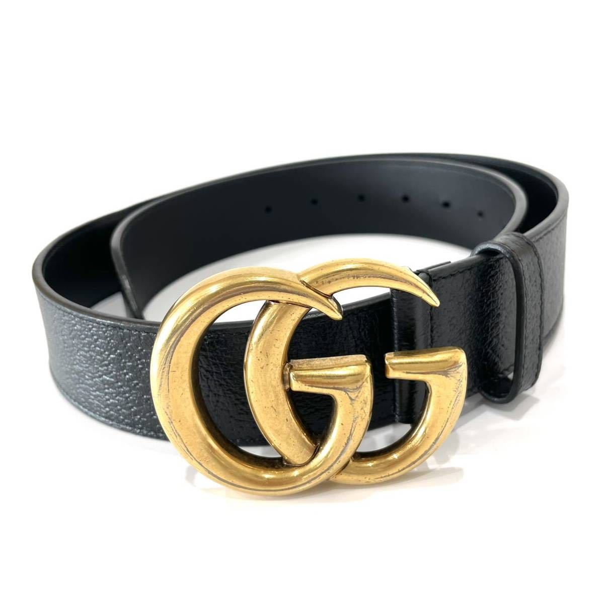 良品 GUCCI グッチ GGマーモント レザー ベルト406831 DJ20T ダブルG