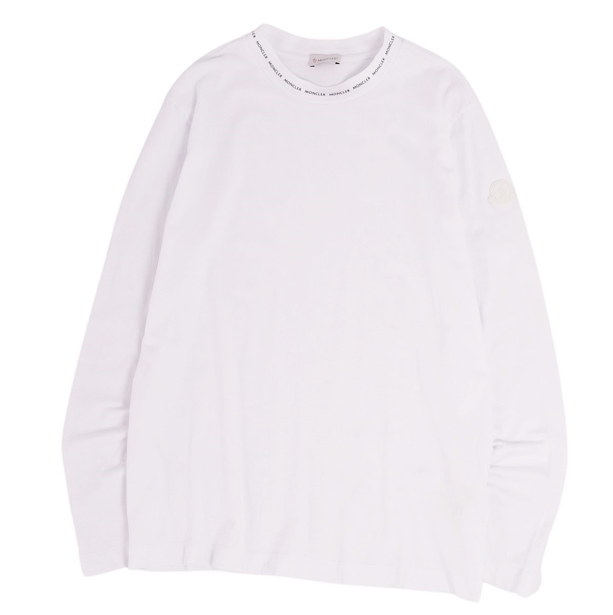 美品 モンクレール MONCLER Tシャツ カットソー ロングスリーブ クルーネック ロゴ トップス メンズ M ホワイト cg07mn-rm05f04877