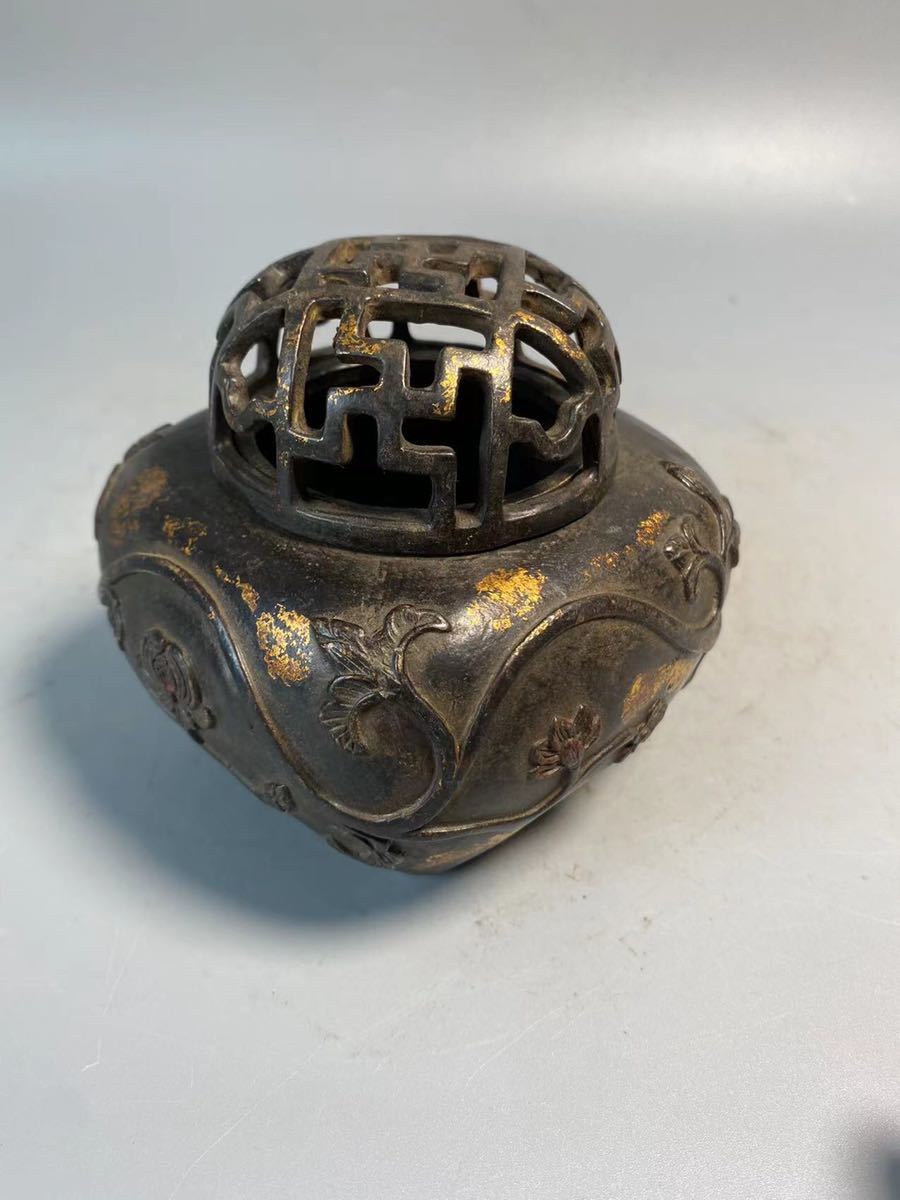 旧家蔵出 仏教美術 香炉 仏像 古銅鍍金 唐物 造像 古銅 香道具 銅器