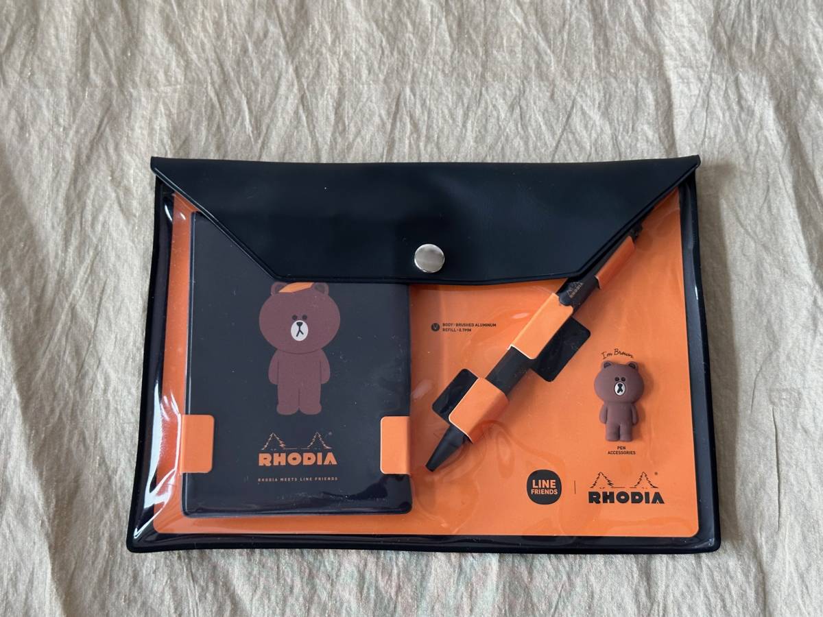 LINE FRIENDS RHODIA Special Edition メモパッド + ボールペン （ブラウン）_画像1