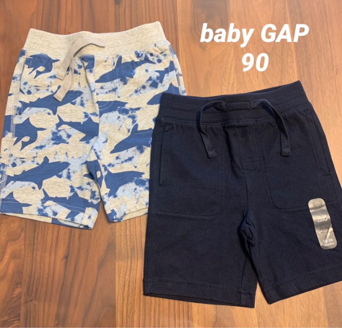 【新品】baby GAP ベビー ギャップ ネイビー サメ シャーク パンツ ショートパンツ 短パン ハーフパンツ 90cm