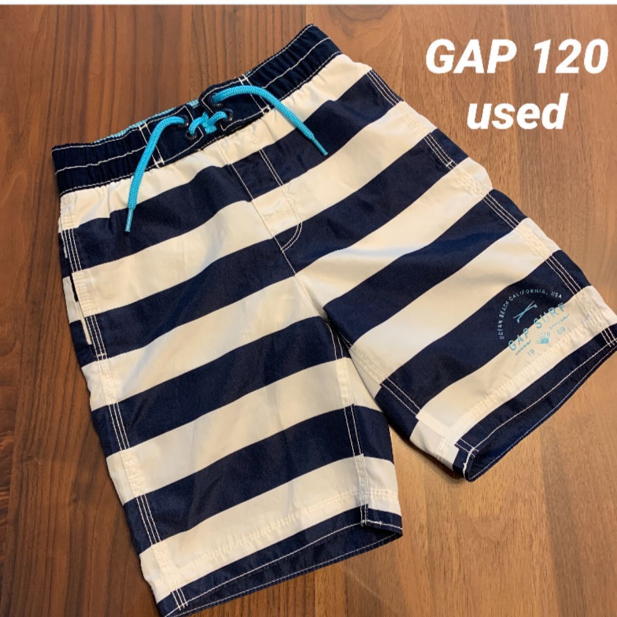 【中古】GAP KIDS ギャップ キッズ インナーパンツ付き 水着 パンツ サーフパンツ ボーダー ストライプ 120cm