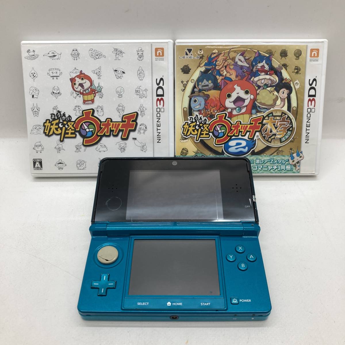 1円~】ニンテンドー3DS アクアブルー 本体 & ソフトセット (妖怪