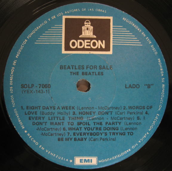 ベネズエラ盤 Beatles For Sale Blue Odeonラベル_画像6