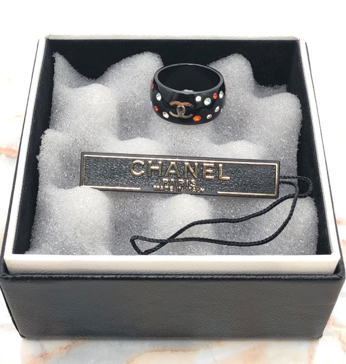 CHANEL シャネル ココマークラインストーン プラスチックリング CHANEL シャネル ココマークラインストーン プラスチックリング
