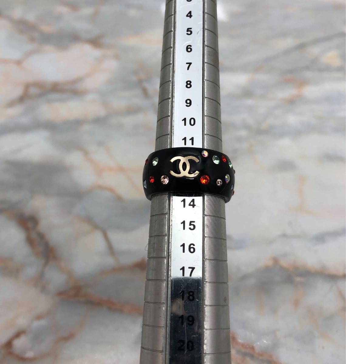 CHANEL シャネル ココマークラインストーン プラスチックリング CHANEL シャネル ココマークラインストーン プラスチックリング