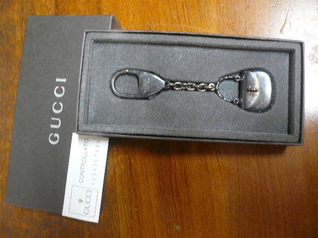 *GUCCI Gucci брелок для ключа bamboo задний дизайн серебряный с коробкой Vintage 