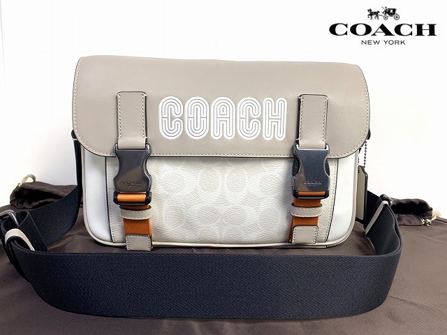 新品同様★送料無料★ コーチ メンズ COACH シグネチャー トラック クロスボディバッグ ショルダーバッグ_画像1