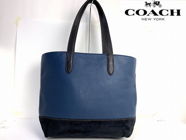 極美品★送料無料★レアモデル コーチ メンズ COACH メトロポリタン ペブル レザー × スエード トートバッグ 肩掛け可能_画像2