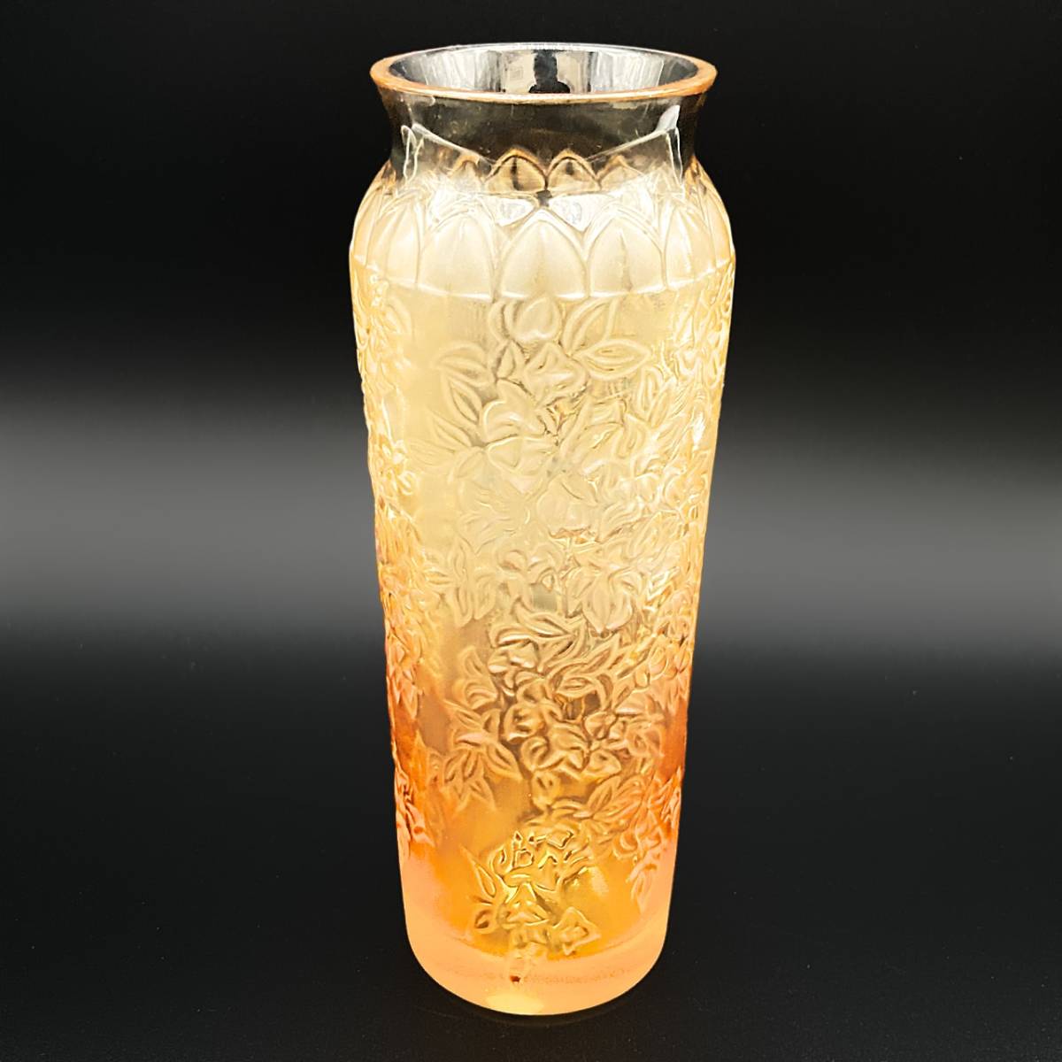 新品販売品 ラリック 琥珀色 17.0cm クリスタルガラス 花瓶