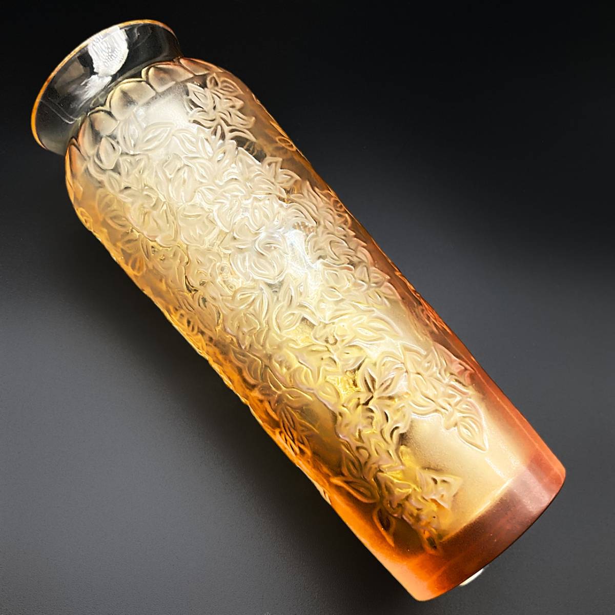 新品販売品 ラリック 琥珀色 17.0cm クリスタルガラス 花瓶