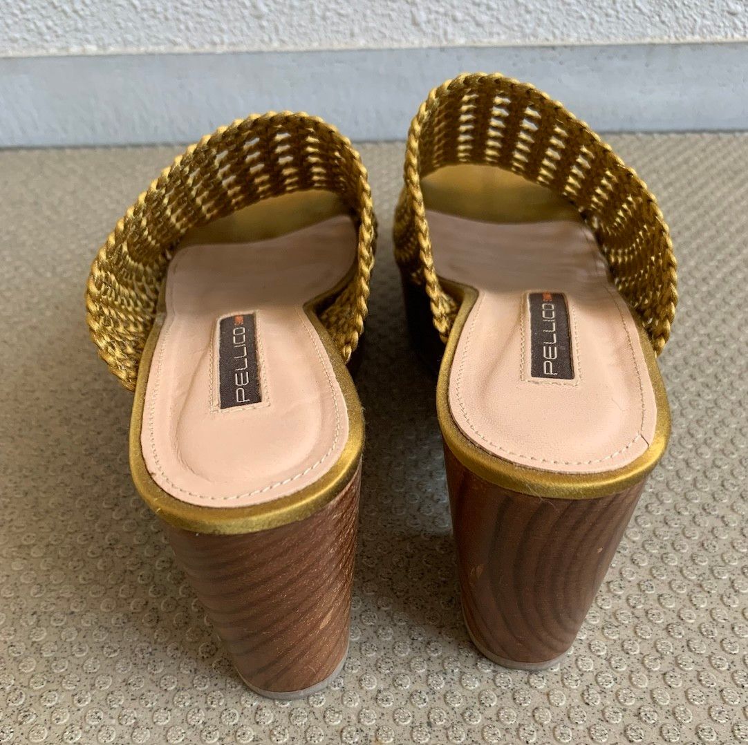 PELLICO SUNNY ペリーコ サニー 美品 サンダル 厚底 メッシュ 木 PELLICO SUNNY ペリーコ サニー 美品 サンダル 厚底 メッシュ 木