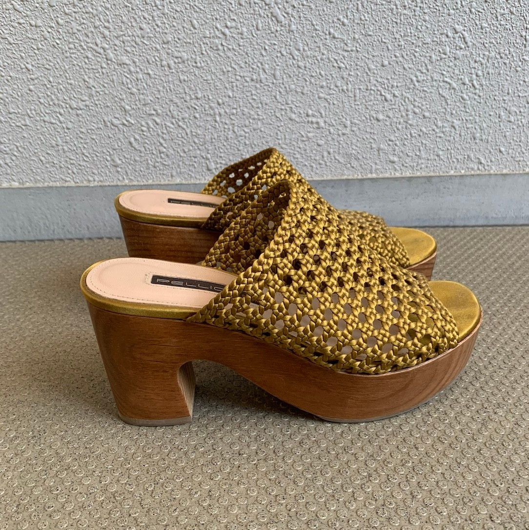 PELLICO SUNNY ペリーコ サニー 美品 サンダル 厚底 メッシュ 木 PELLICO SUNNY ペリーコ サニー 美品 サンダル 厚底 メッシュ 木