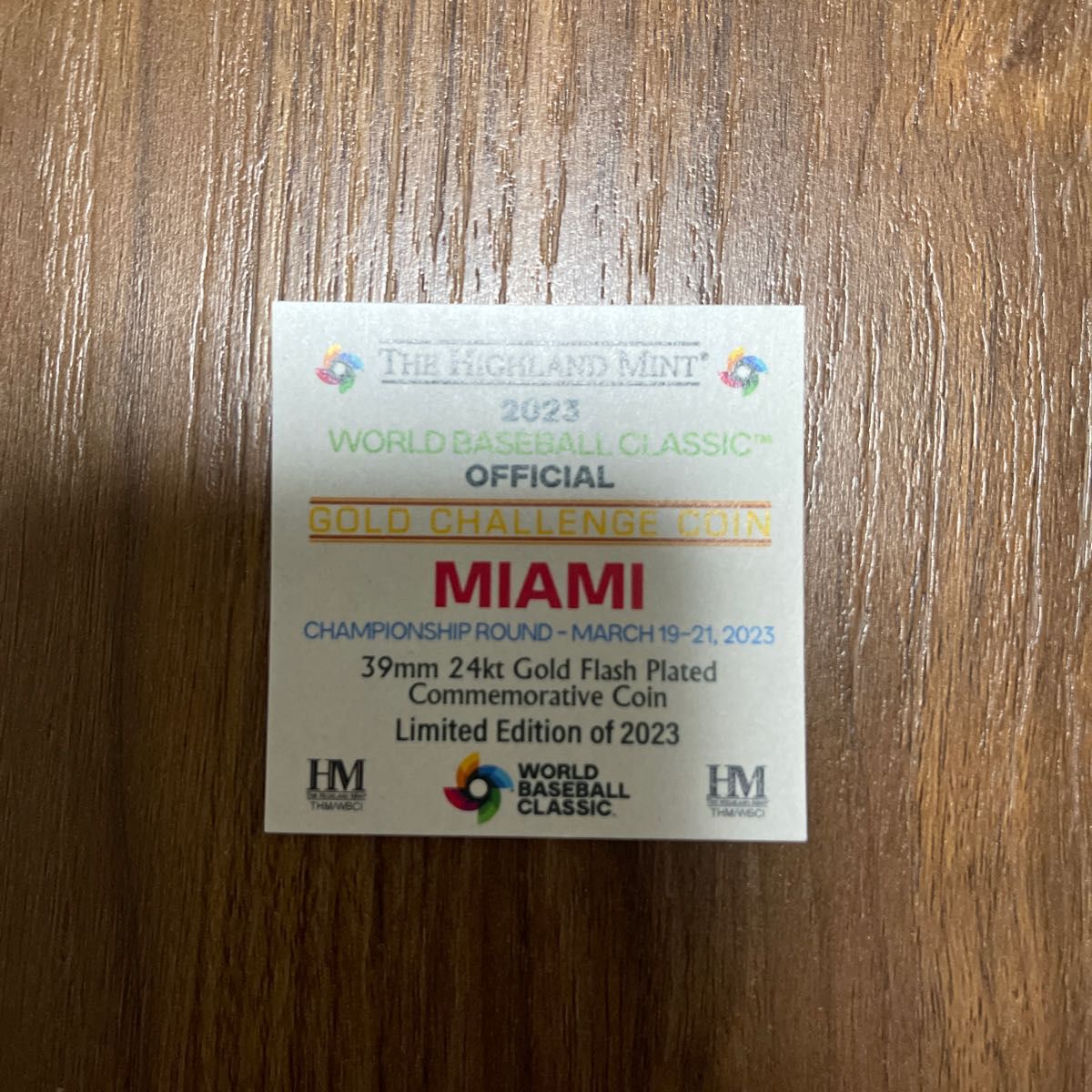 2023 WBC チャレンジコインマイアミ【限定2023個】 MINT WBC 2023 WBC チャレンジコインマイアミ【限定2023個】 MINT WBC