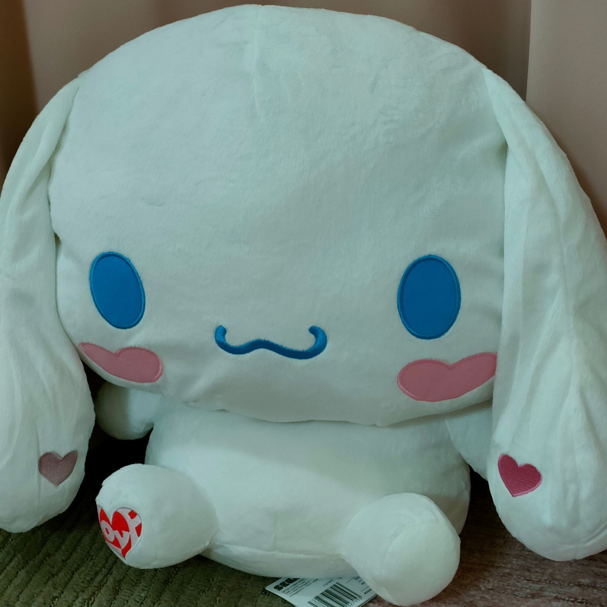 =LOVE × シナモロール スーパーラージ ぬいぐるみ サンリオキャラクターズ ビッグぬいぐるみ ハート プレゼントにも♪