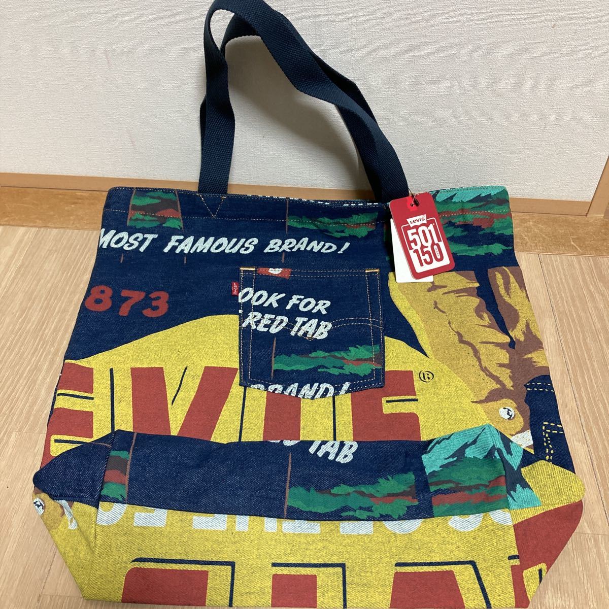 [Неиспользованный] Леви от Levi's 501 Limited Edition Banner Print Bag 150th Anniversary Ban Print Sate Mag Limited Item