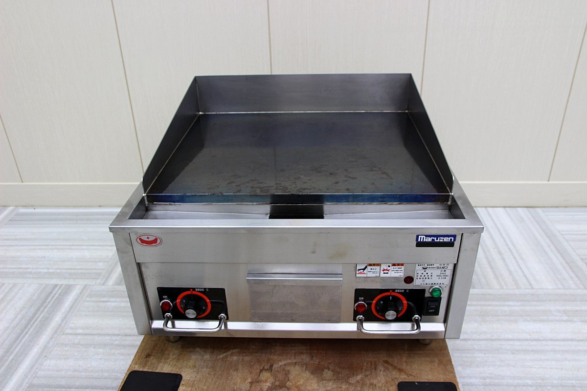 18年 超美品 マルゼン 鉄板 電気グリドル 多目的焼物器 6kw 餃子ステーキハンバーグ海鮮 MEG-066 三相200V 300度 600×600 店舗厨房業務用_画像1