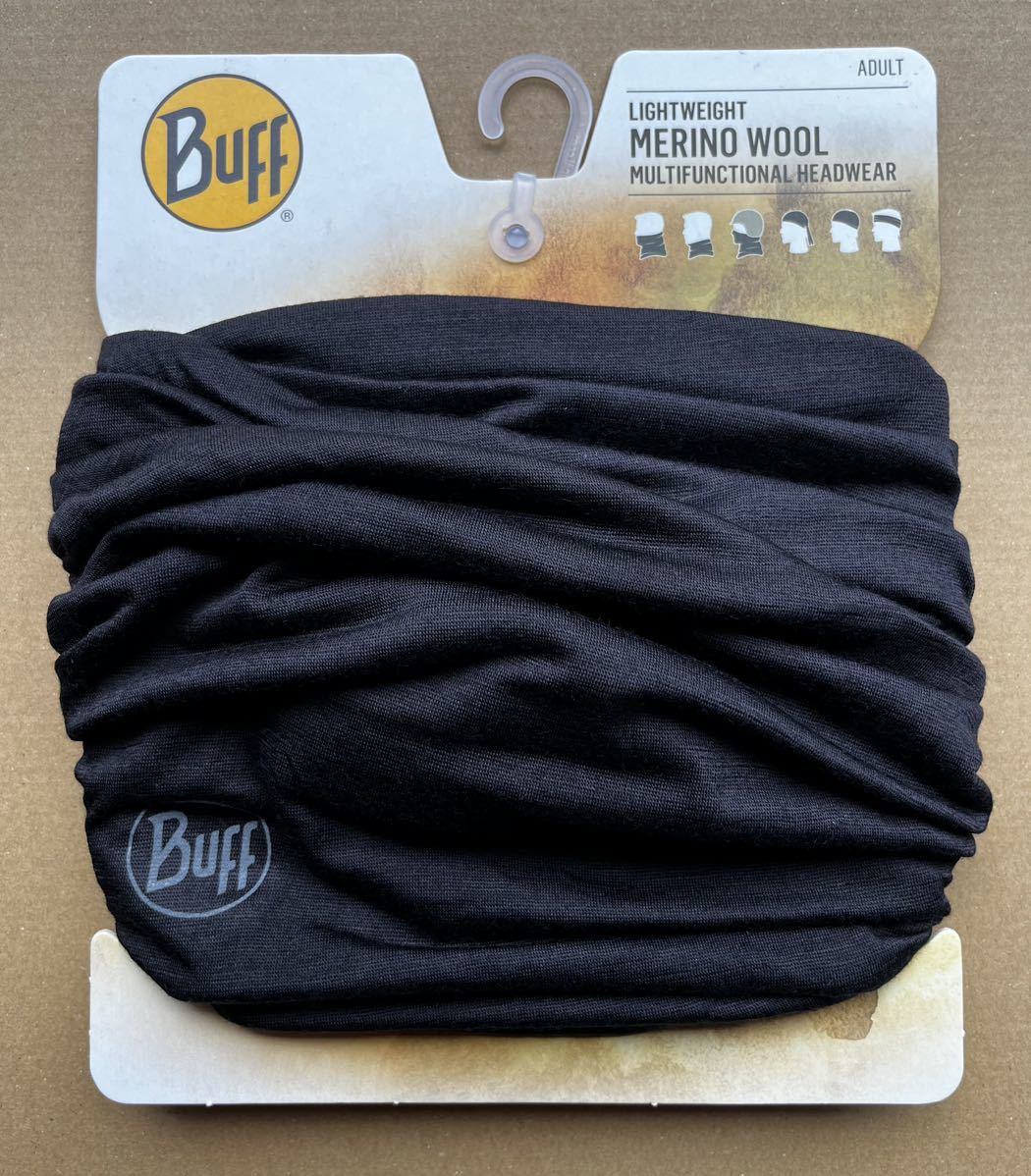 ★新品 Buff メリノウール Merino Wool バフ ネックウォーマー ネック バイク ラン トレラン アウトドア キャップ バンド マスク メリノ 黒_画像1