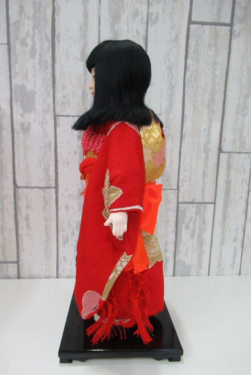 A349◆日本人形 久月 市松人形 着物人形 女の子 全高45cm 元箱 昭和レトロ アンティーク_画像9