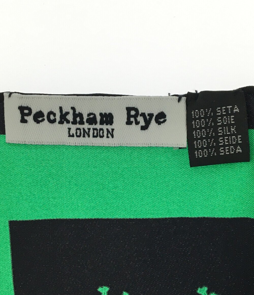 美品 スカーフ ポケットチーフ シルク100% ドクロ スカル柄 メンズ Peckham Rye [0502]_画像2