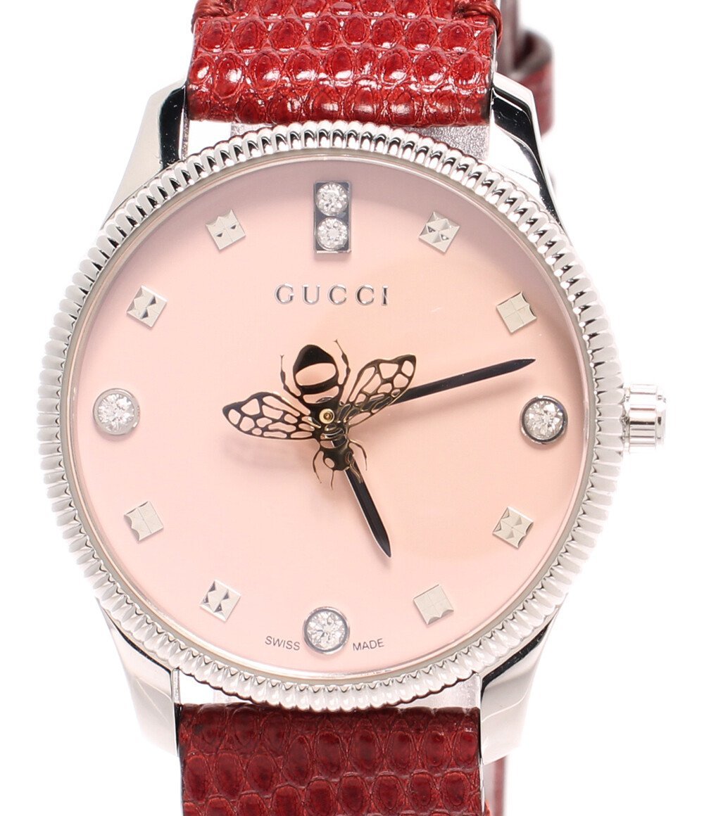 グッチ 腕時計 Bee ハチ 126.5 Gタイムレス クオーツ ピンク レディース GUCCI [0402]_画像1