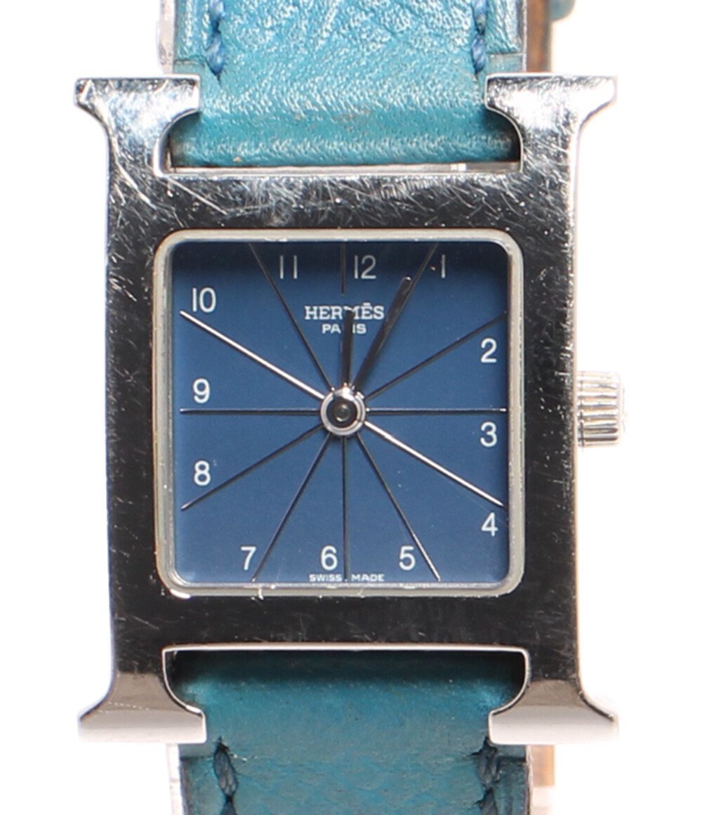 訳あり エルメス 腕時計 □A刻印 HH1.210 Hウォッチ クオーツ ブルー